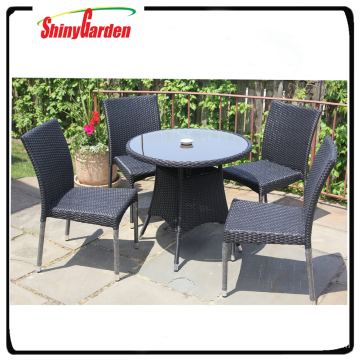 Shinygarden Freizeit schöne Rattan Wicker Esstisch Tisch und Stuhl